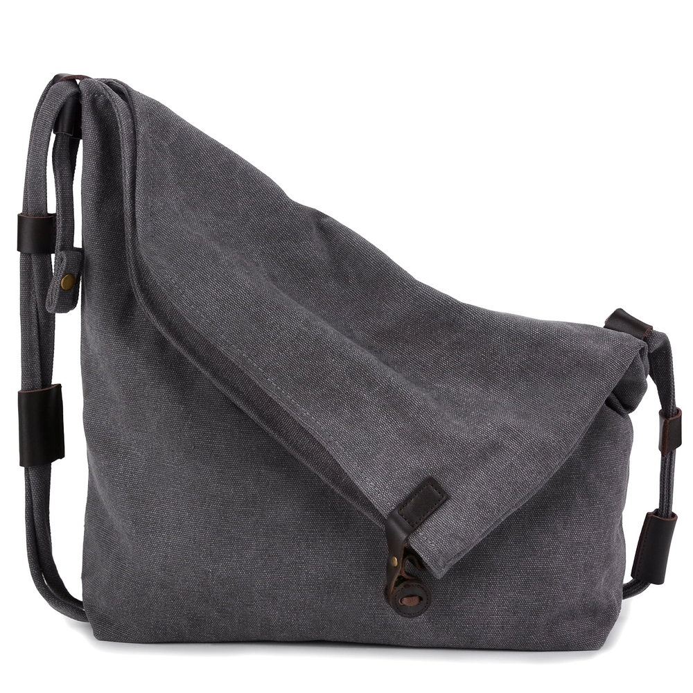 Classic Gray Canvas Hobo Bag